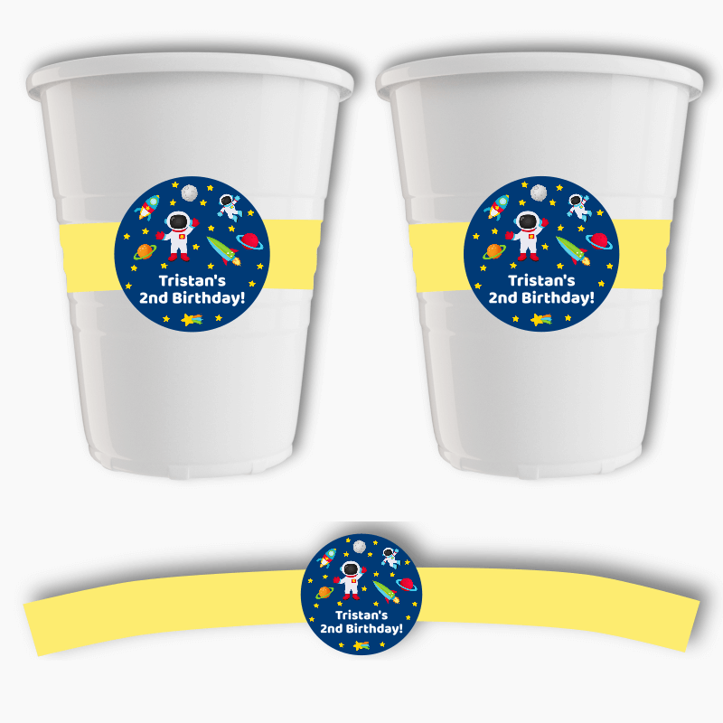 Outer Space Birthday Party Cup Stickers