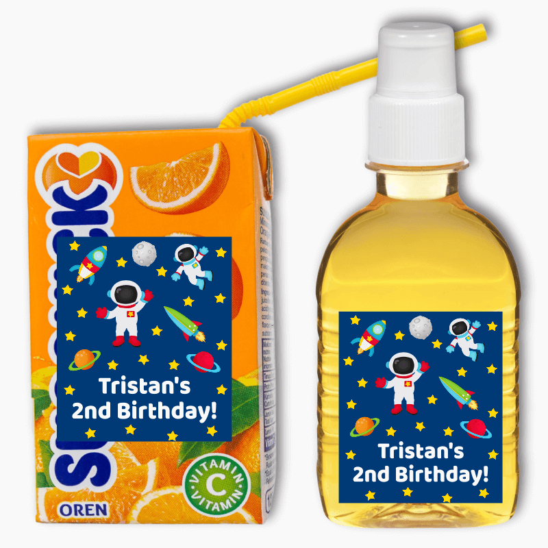 Outer Space Birthday Party Rectangle Drink Labels