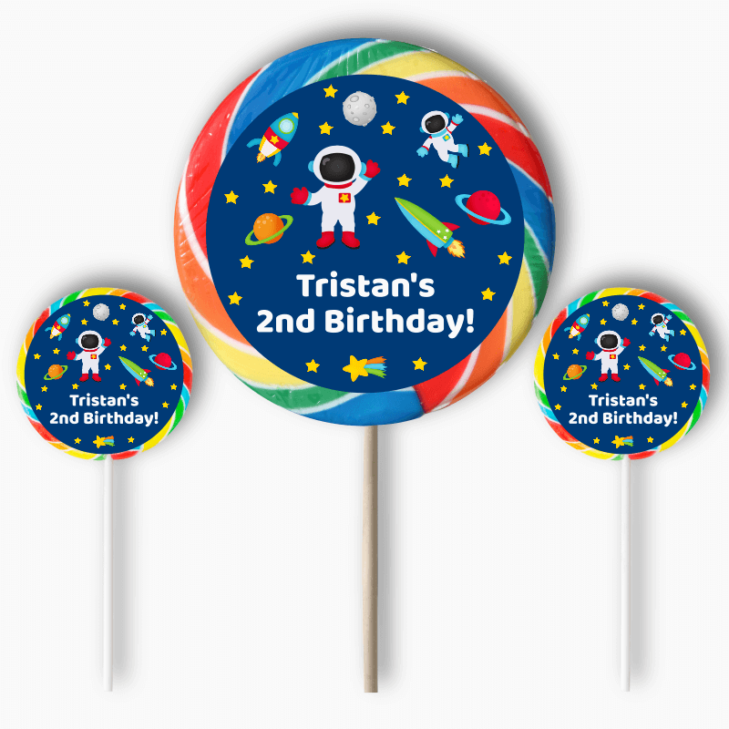Personalised Outer Space Birthday Party Round Stickers