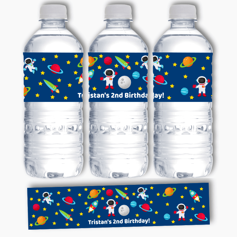 Personalised Outer Space Birthday Party Water Labels