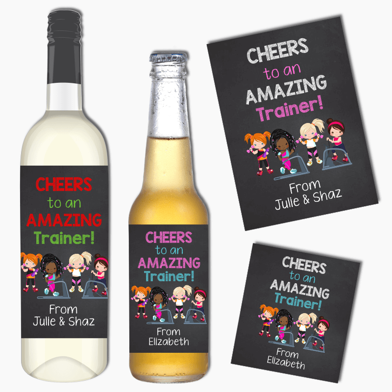 Cheers Personal Trainer Gift Wine & Beer Labels