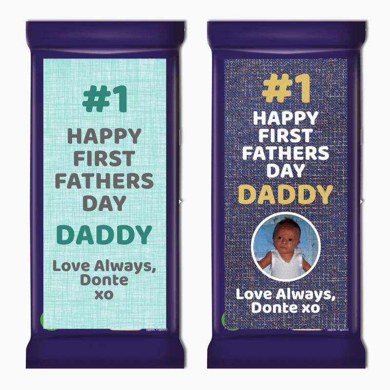 Personalised First Fathers Day Gift Cadbury Chocolate Labels Main