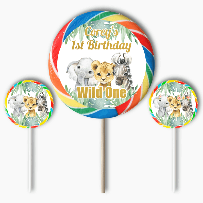 Personalised African Animals Party Round Stickers