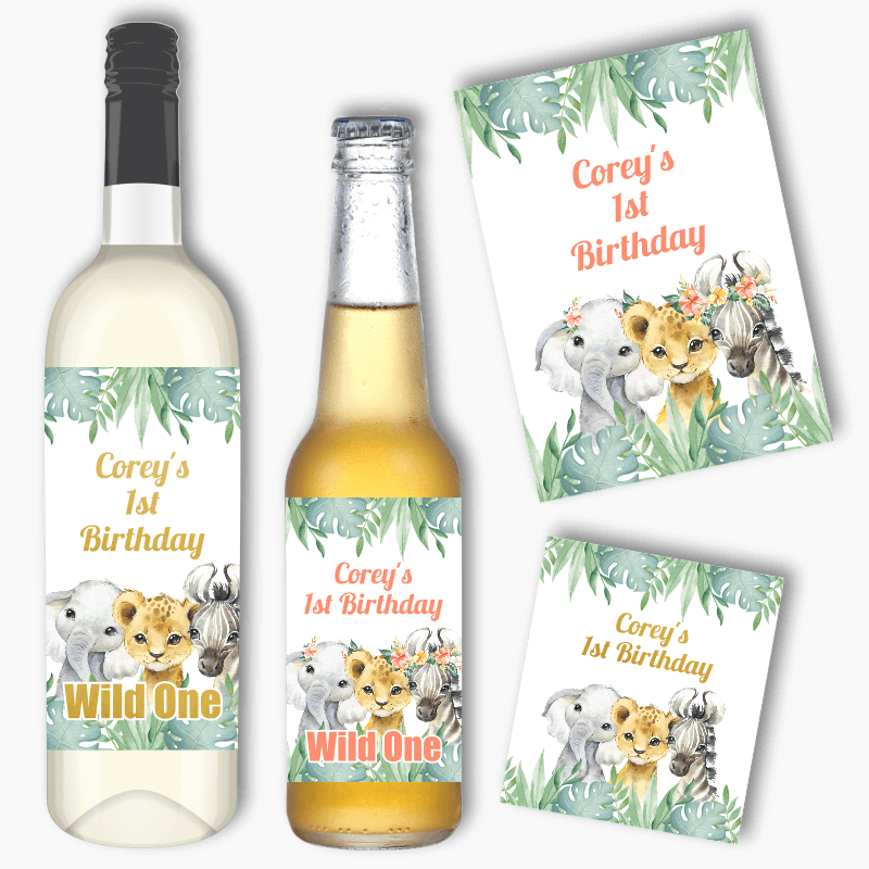 Personalised African Animals Wine &amp; Beer Labels