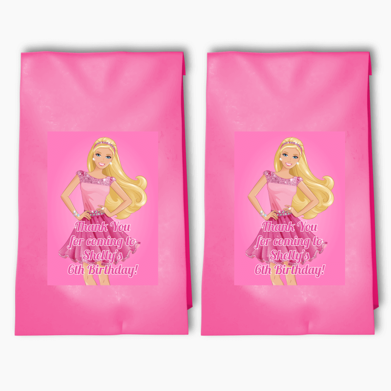 Personalised Barbie Birthday Party Bags &amp; Labels