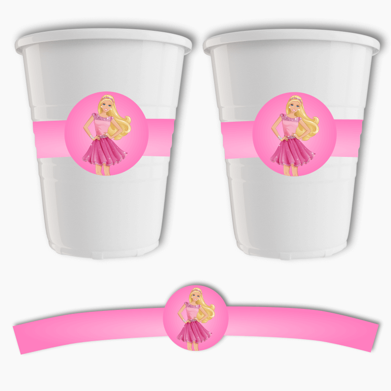 Barbie Birthday Party Cup Stickers