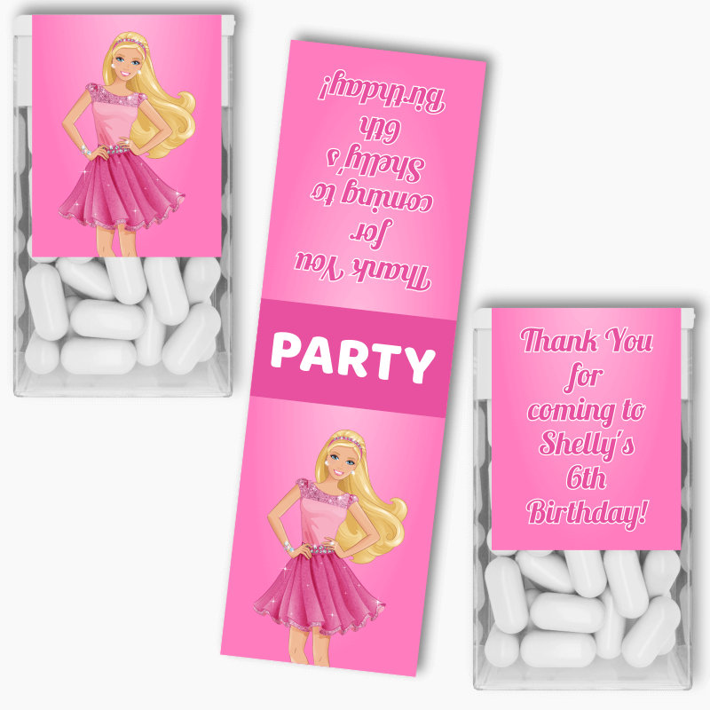Personalised Barbie Birthday Party Tic Tac Labels