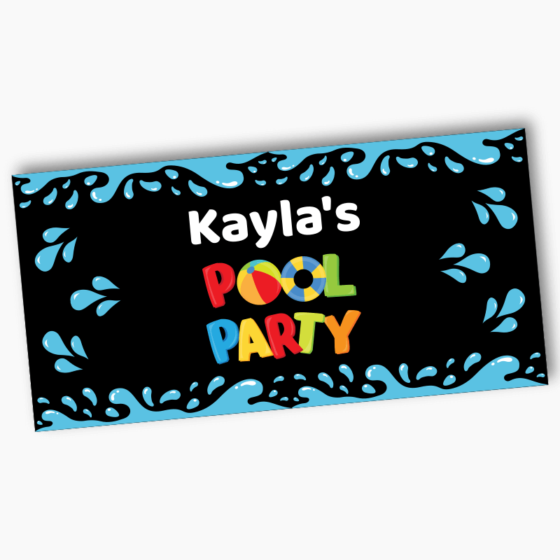 Personalised Boys Pool Party Banner - Black