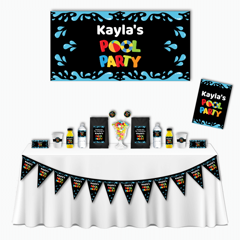 Personalised Deluxe Boys Pool Party Pack - Black