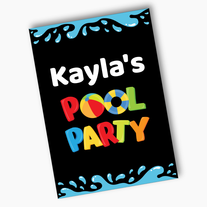 Personalised Boys Pool Party Poster - Black
