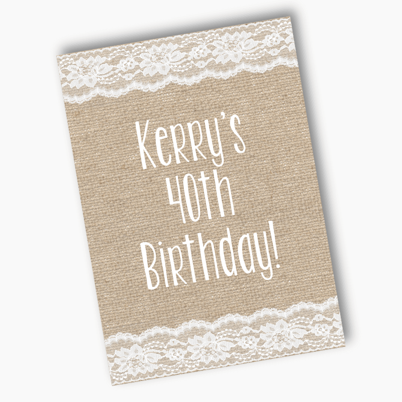 Personalised Burlap &amp; Lace Party Posters