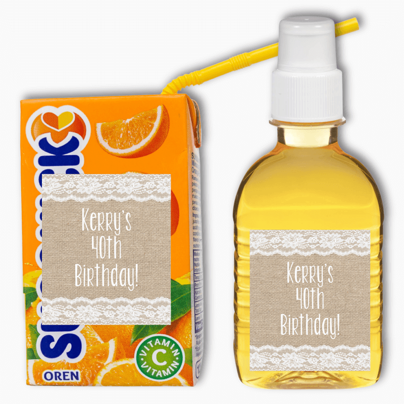 Personalised Burlap & Lace Party Rectangle Favour Stickers