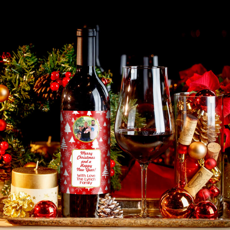 Festive Christmas Gift Wine &amp; Beer Labels with Photo
