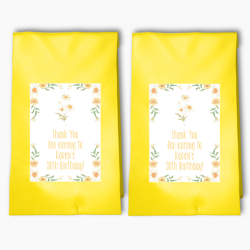 Personalised Daisy Party Bags & Labels