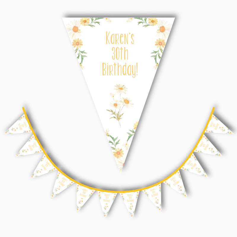 Personalised Daisy Party Bunting Decorations Katie J Design And Events personalised-daisy-party-bunting-decorations-katie-j-design-and-events