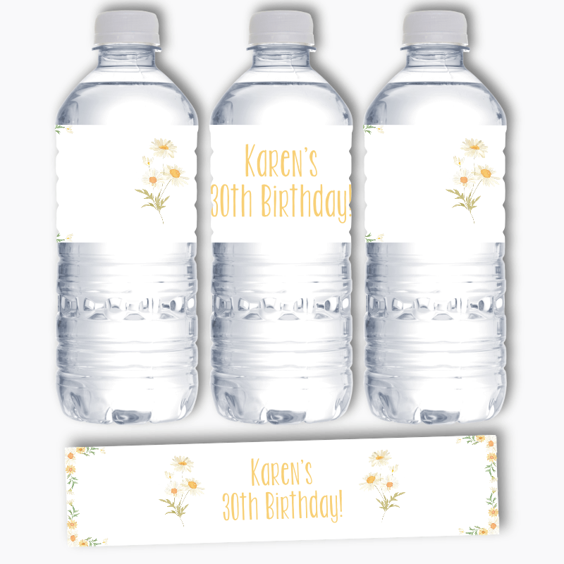 Personalised Daisy Party Water Bottle Labels