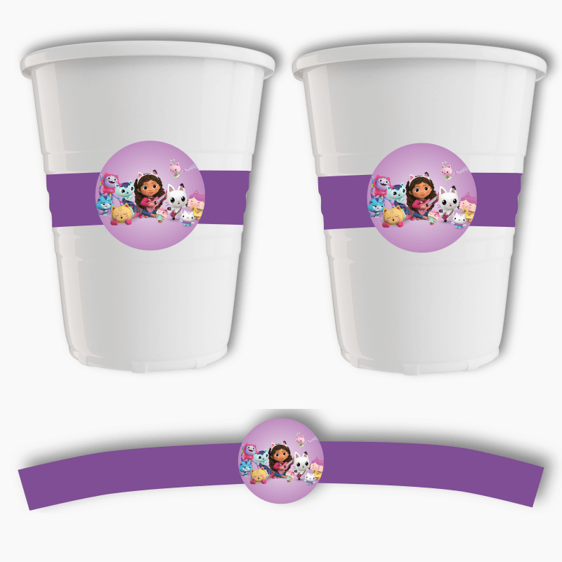 Gabby&#39;s Dollhouse Birthday Party Cup Stickers