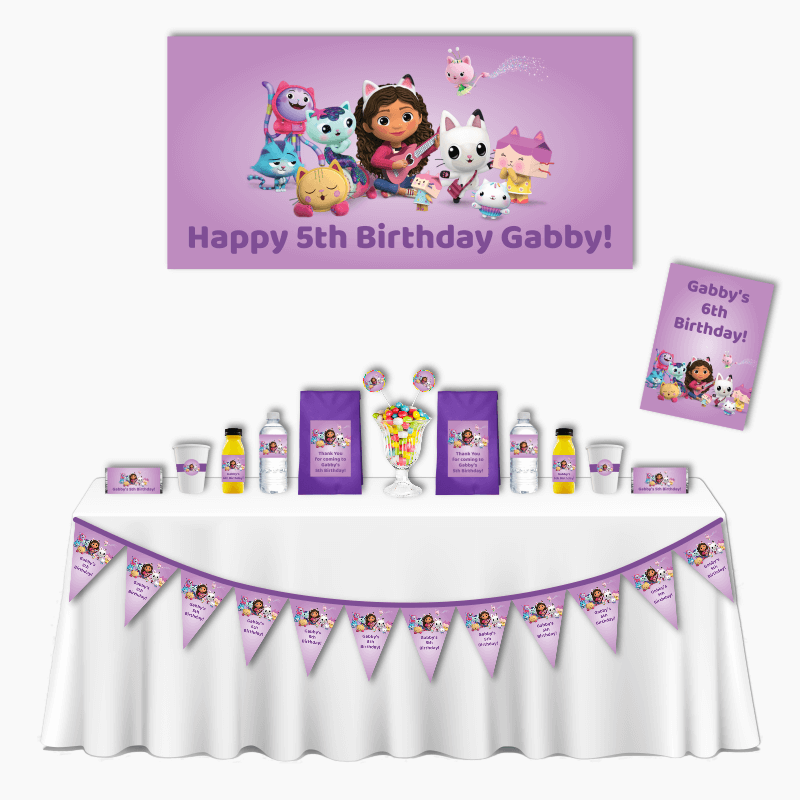 Personalised Gabby&#39;s Dollhouse Deluxe Birthday Party Pack