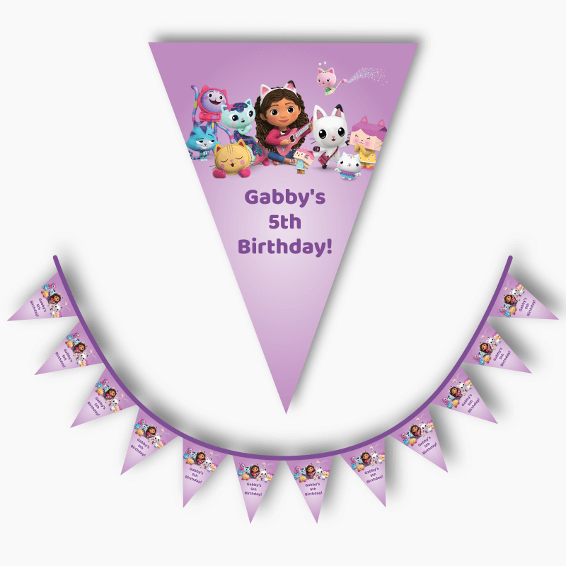 Personalised Gabby&#39;s Dollhouse Birthday Party Flag Bunting