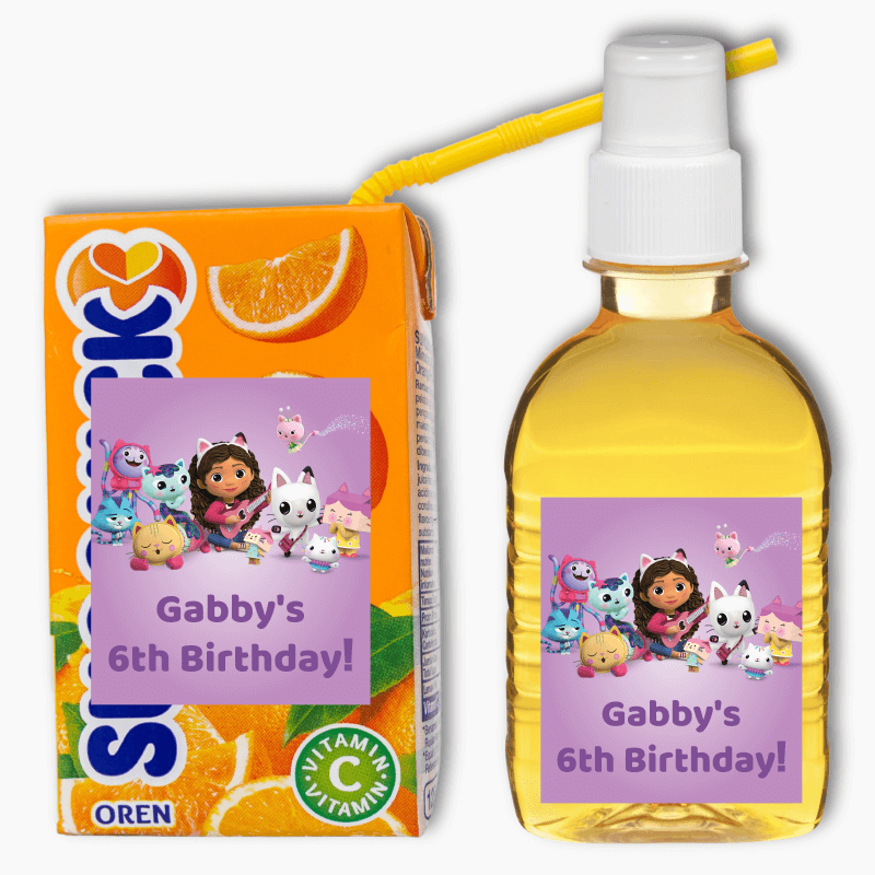 Personalised Gabbys Dollhouse Birthday Party Rectangle Drink Labels