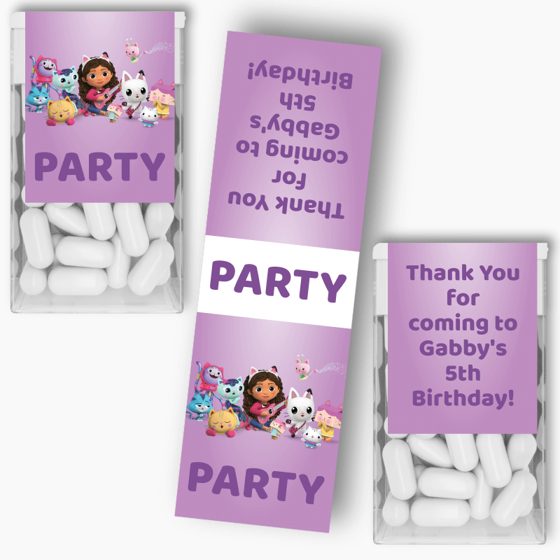 Personalised Gabby&#39;s Dollhouse Birthday Party Tic Tac Labels