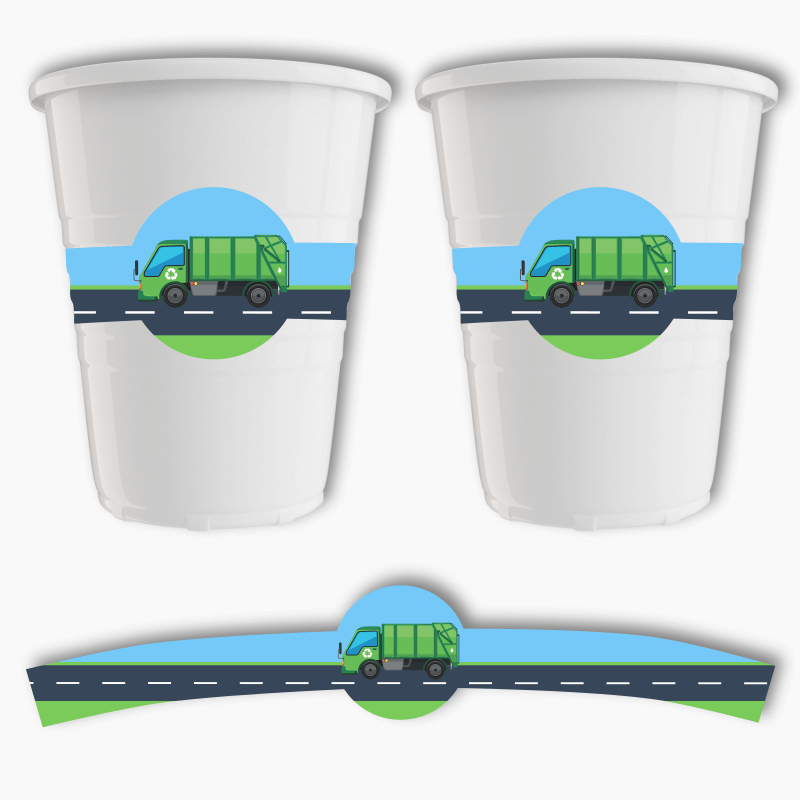Garbage Truck Birthday Party Cup Stickers