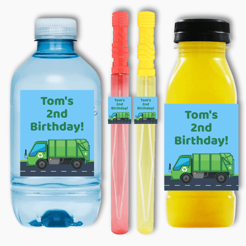 Personalised Garbage Truck Birthday Party Rectangle Favour Stickers