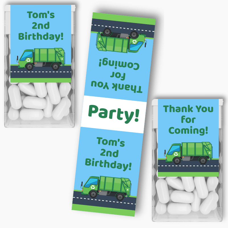 Personalised Garbage Truck Birthday Party Tic Tac Labels