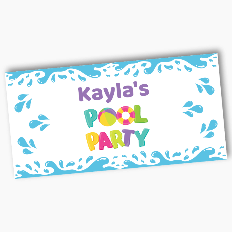 Personalised Girls Pool Party Banner - White