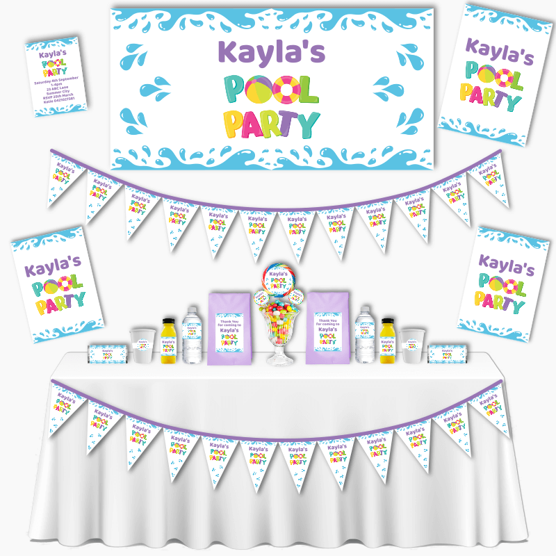 Personalised Grand Girls Pool Party Pack - White