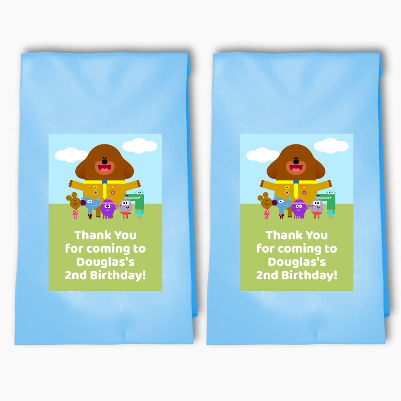 Personalised Hey Duggee Birthday Party Bags &amp; Labels