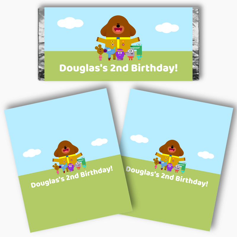 Personalised Hey Duggee Birthday Party Mini Chocolate Labels