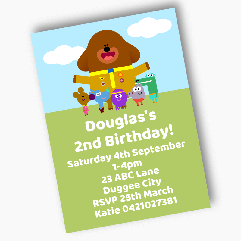 Personalised Hey Duggee Birthday Party Invites