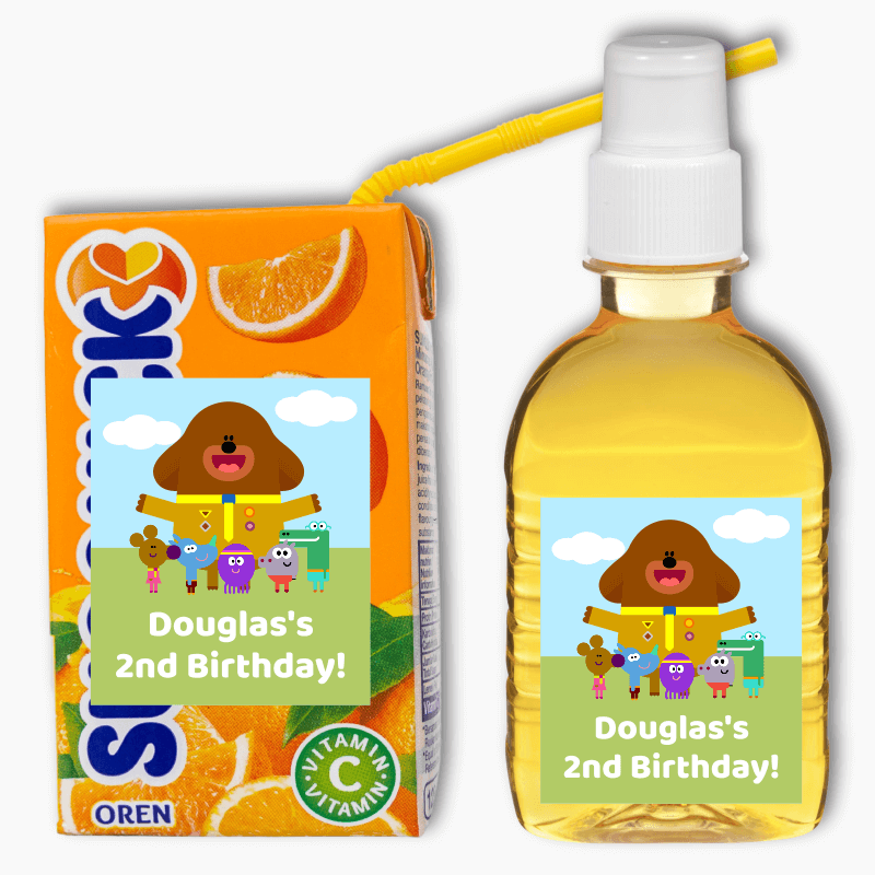 Personalised Hey Duggee Birthday Party Rectangle Drink Labels