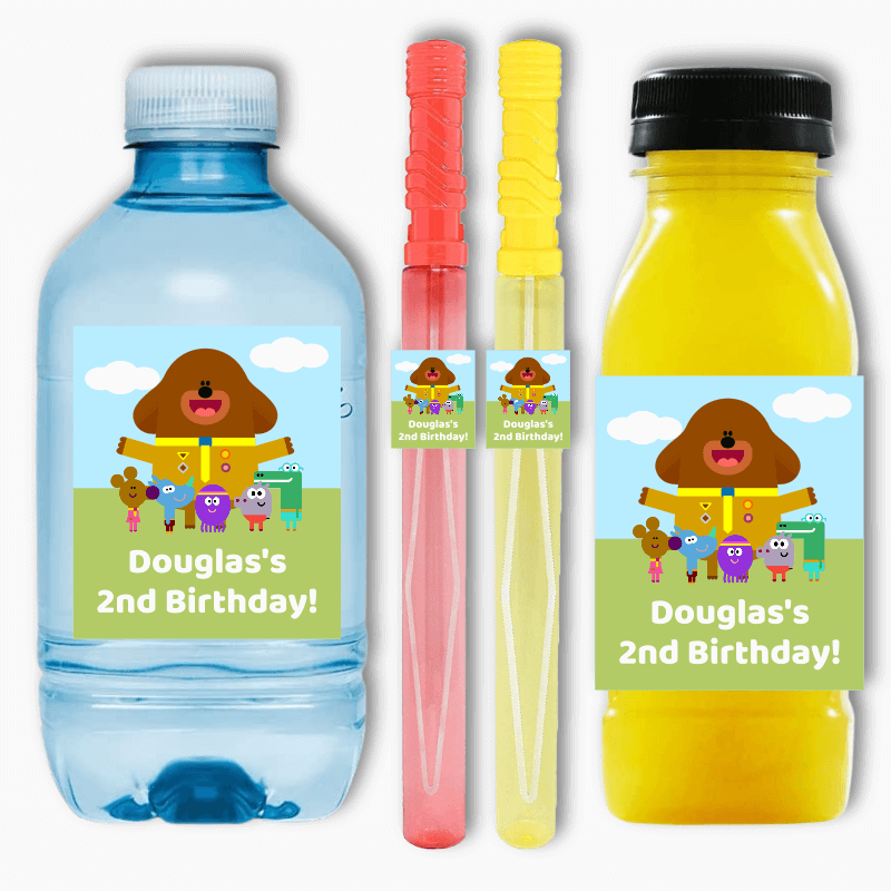 Personalised Hey Duggee Birthday Party Rectangle Favour Stickers