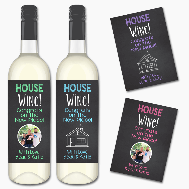Personalised House Wine New Home Gift Labels