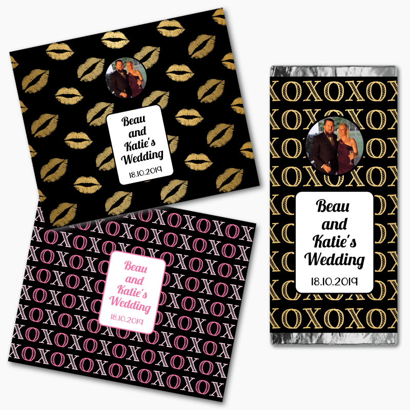 Personalised Hugs & Kisses Wedding Mini Chocolate Labels