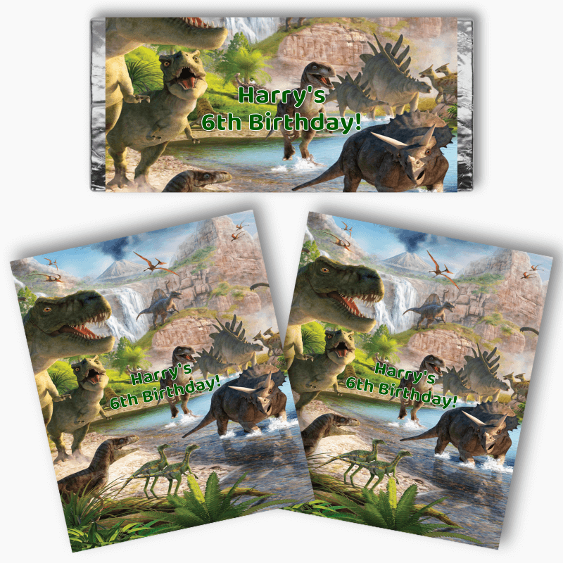 Personalised Jurassic Dinosaur Birthday Party Mini Chocolate Labels