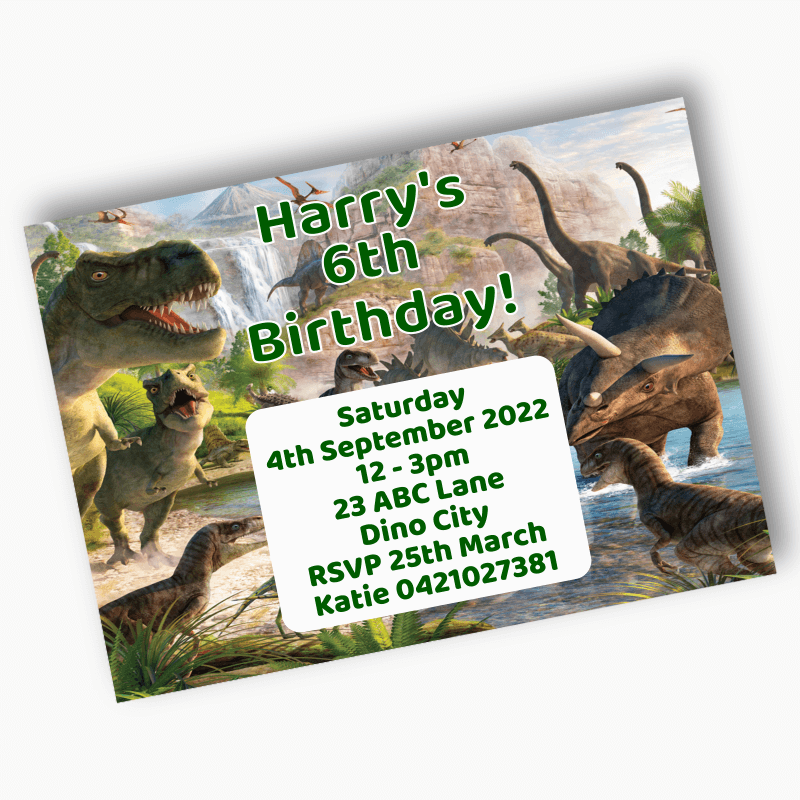 Personalised Jurassic Dinosaur Birthday Party Invites