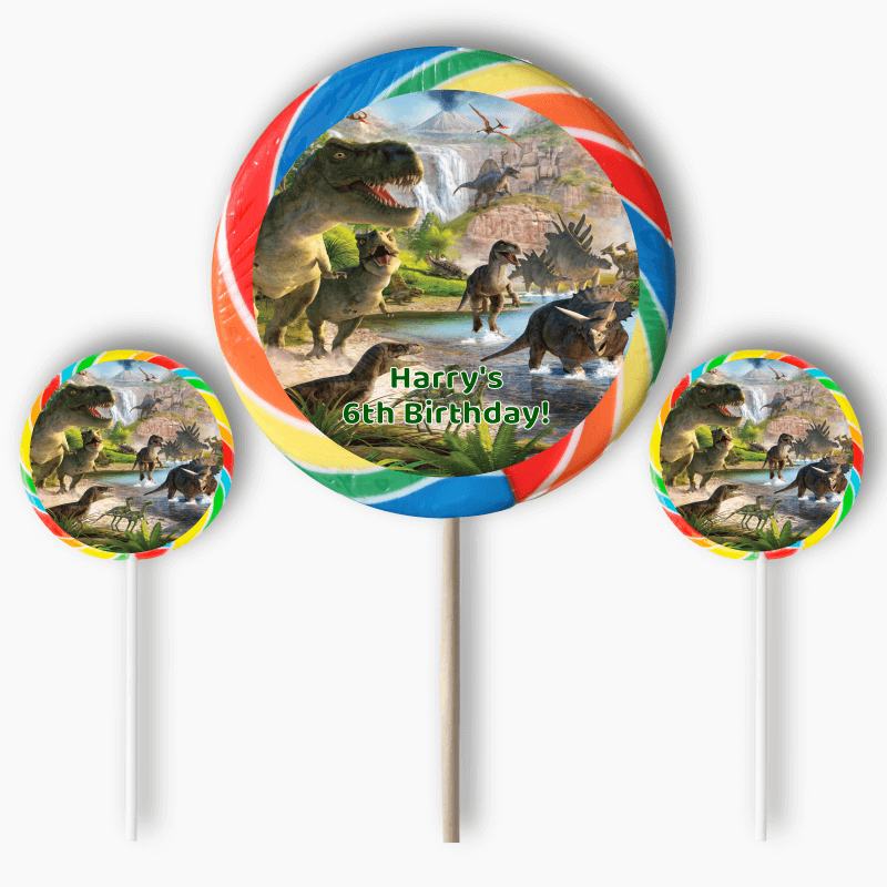 Personalised Jurassic Dinosaur Birthday Party Round Stickers