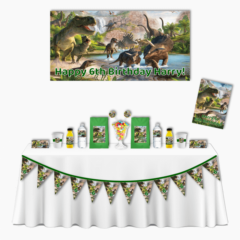 Personalised Jurassic Dinosaur Deluxe Birthday Party Decorations Pack