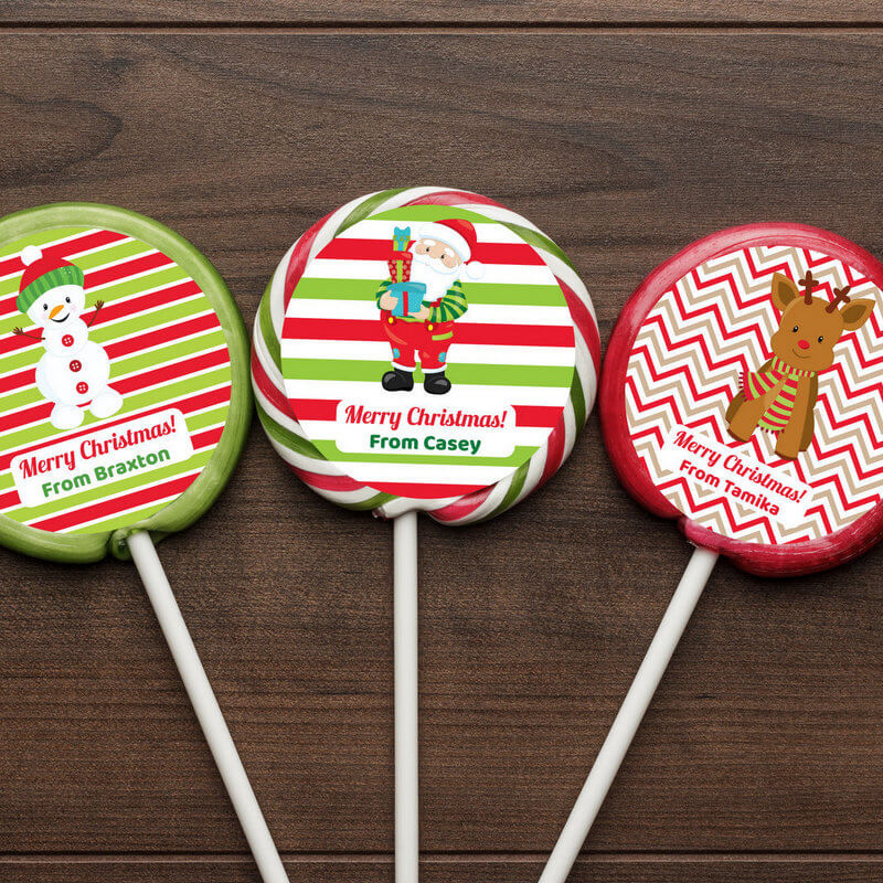 Personalised Snowman Christmas Gift Round Lollipop Stickers