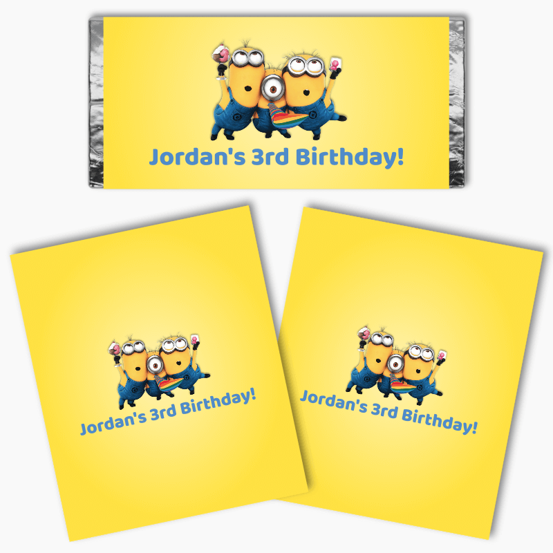 Personalised Minions Birthday Party Mini Chocolate Labels