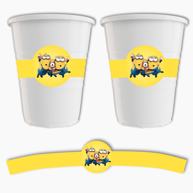 Minions Birthday Party Cup Stickers
