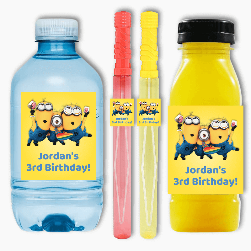 Personalised Minions Birthday Party Rectangle Favour Stickers