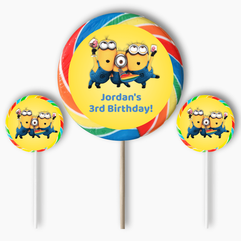 Personalised Minions Birthday Party Round Stickers