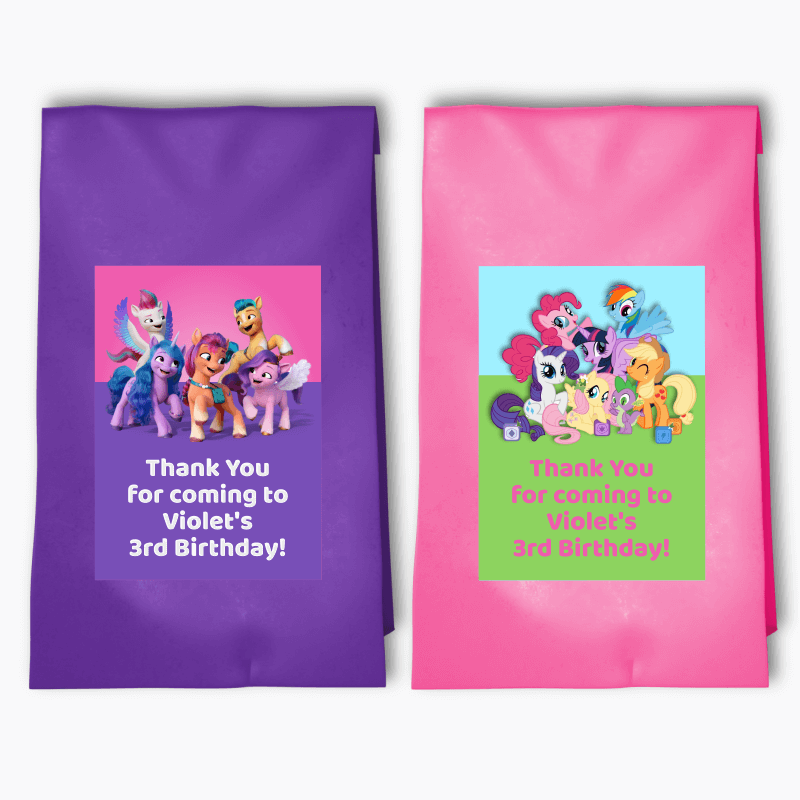 Personalised My Little Pony Birthday Party Bags &amp; Labels