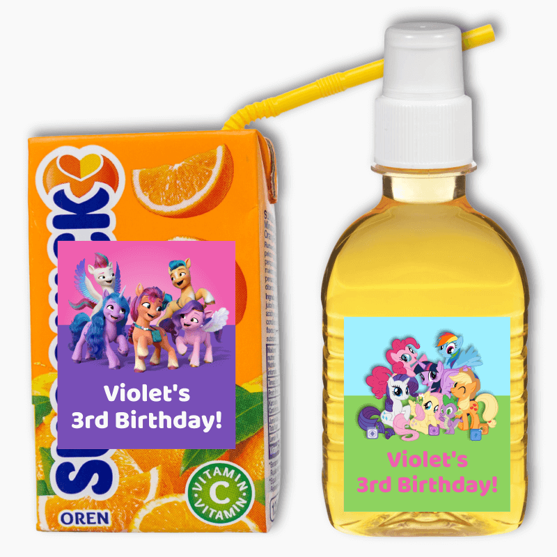 Personalised My Little Pony Birthday Party Rectangle Drink Labels
