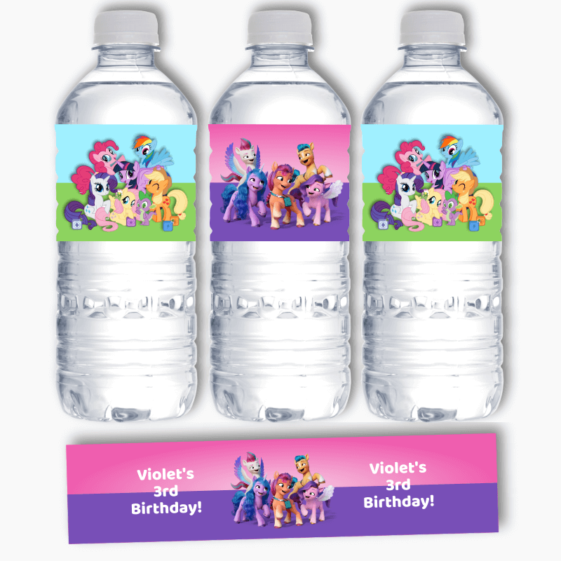 Personalised My Little Pony Birthday Party Water Bottle Labels