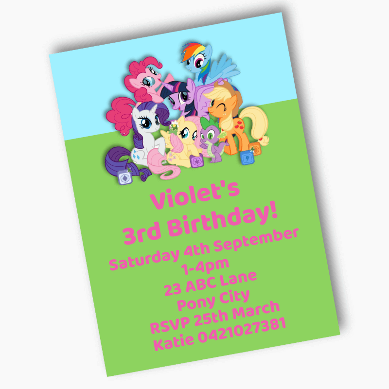 Personalised My Little Pony Friendship Magic Birthday Party Invites